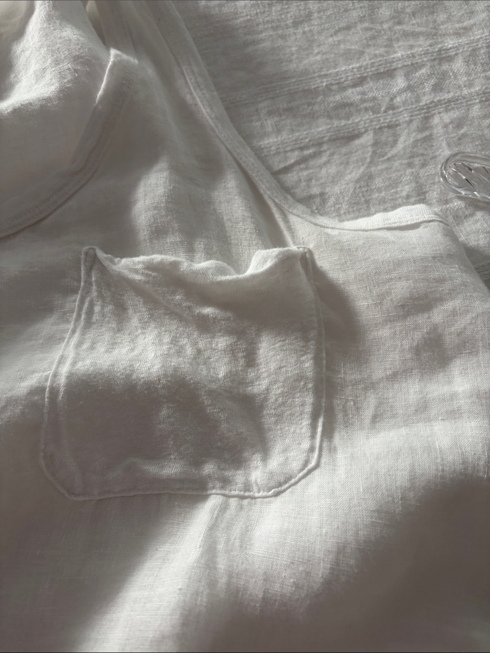 CP Shades White Sleeveless Tiered linen dress/swimsuit cover - Picture 6 of 7